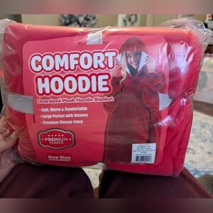Red Oversized Plush Hoodie Blanket